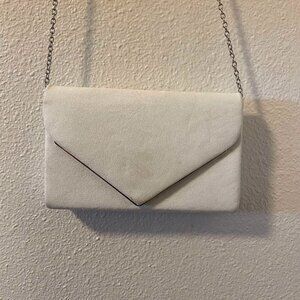 White Faux Suede Clutch